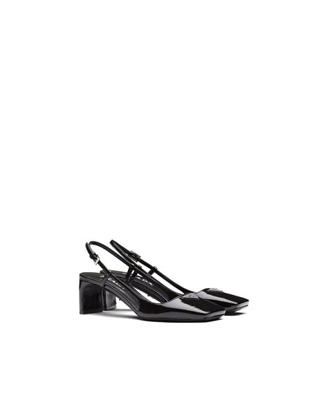 Black Naplak leather slingbacks 